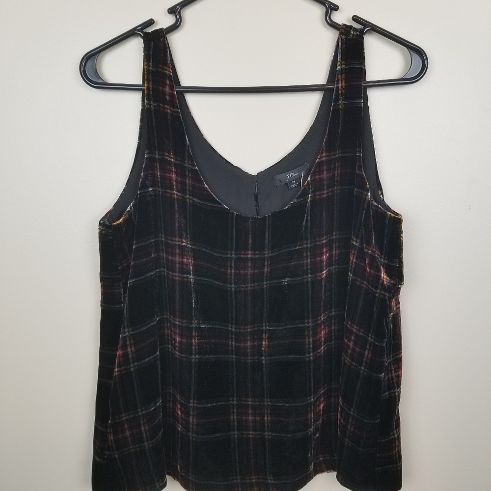 NWT J. Crew Velvet Stewart Plaid Tank Top